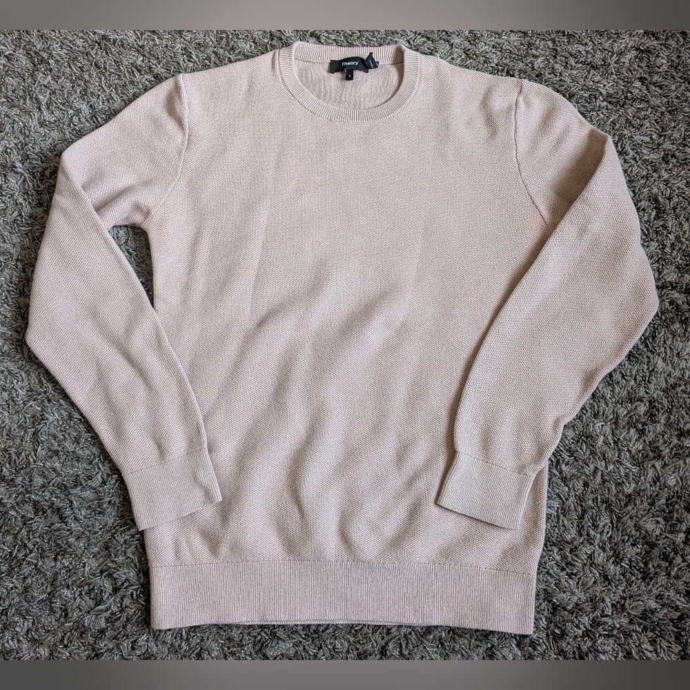 Theory Breach Cotton Riland Pique Pullover Crewneck Sweater Men's S
